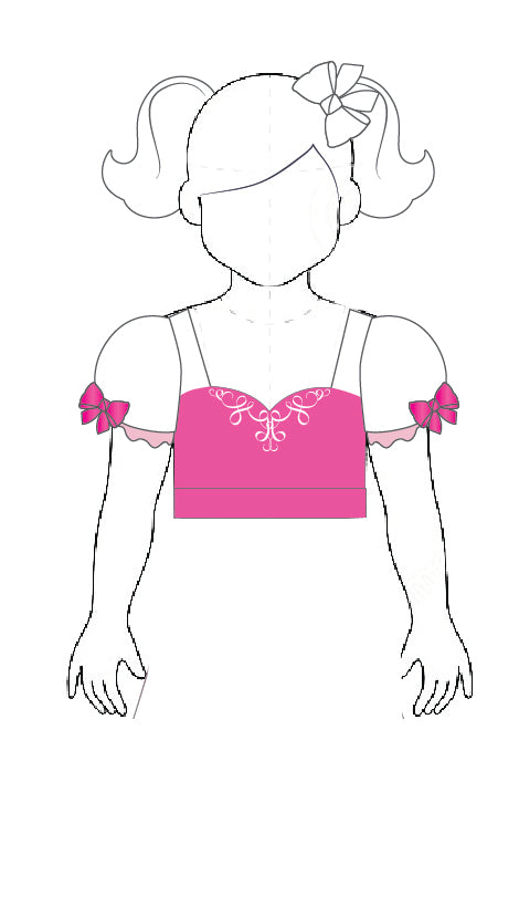 Sleeping Princess Sweetheart Puff Sleeve Crop Top with Triangle Back