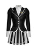 Flight Attendant LS TNeck Biketard with Attached Pleated Skirt and Peplum