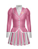 Flight Attendant LS TNeck Biketard with Attached Pleated Skirt and Peplum