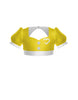 Flight Attendant Sweetheart Puff Sleeve Crop Top with Triangle Back
