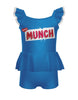Munch Chocolate Camisole Flutter Sleeve Biketard w Peplum