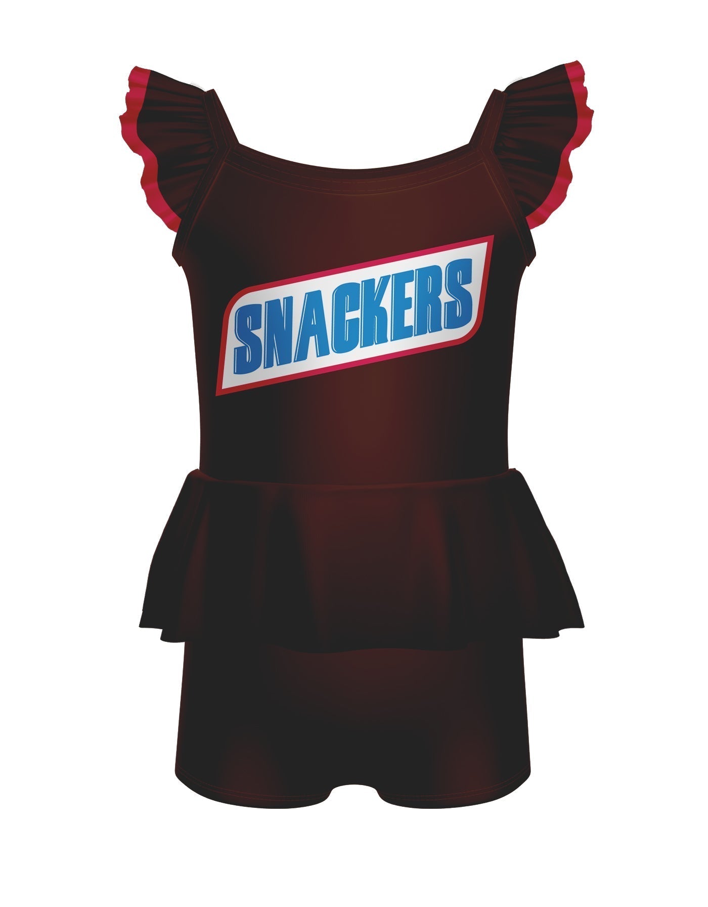Snackers Chocolate Camisole Flutter Sleeve Biketard w Peplum