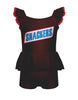 Snackers Chocolate Camisole Flutter Sleeve Biketard w Peplum
