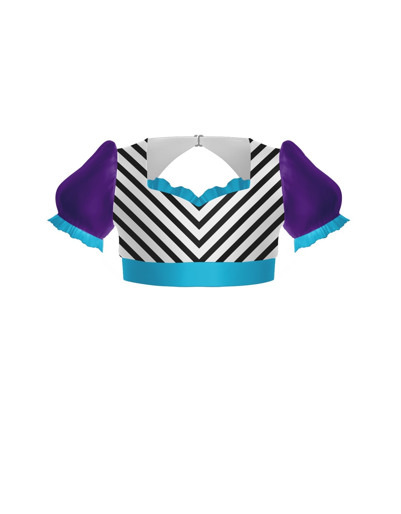 Banana Split Sweetheart Puff Sleeve Crop Top with Triangle Back and Ruffles