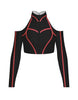 BlackPink Full Zip Front LS TNeck Cold Shoulder Crop Top