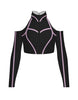 BlackPink Full Zip Front LS TNeck Cold Shoulder Crop Top