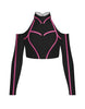 BlackPink Full Zip Front LS TNeck Cold Shoulder Crop Top