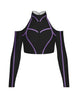 BlackPink Full Zip Front LS TNeck Cold Shoulder Crop Top