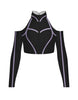 BlackPink Full Zip Front LS TNeck Cold Shoulder Crop Top