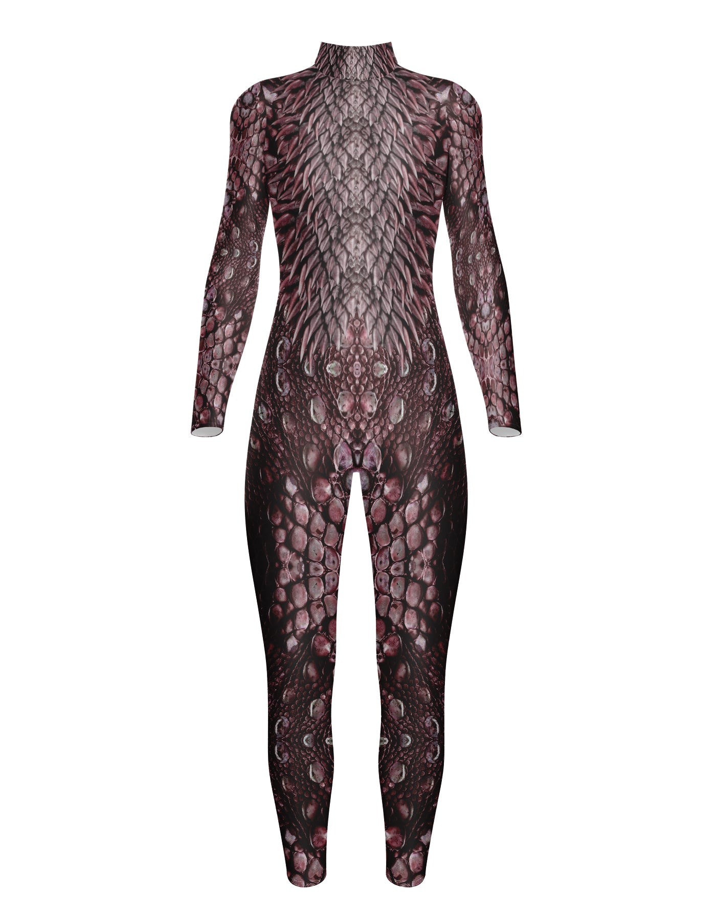 Reptilian LS Tneck Zipper Back Unitard