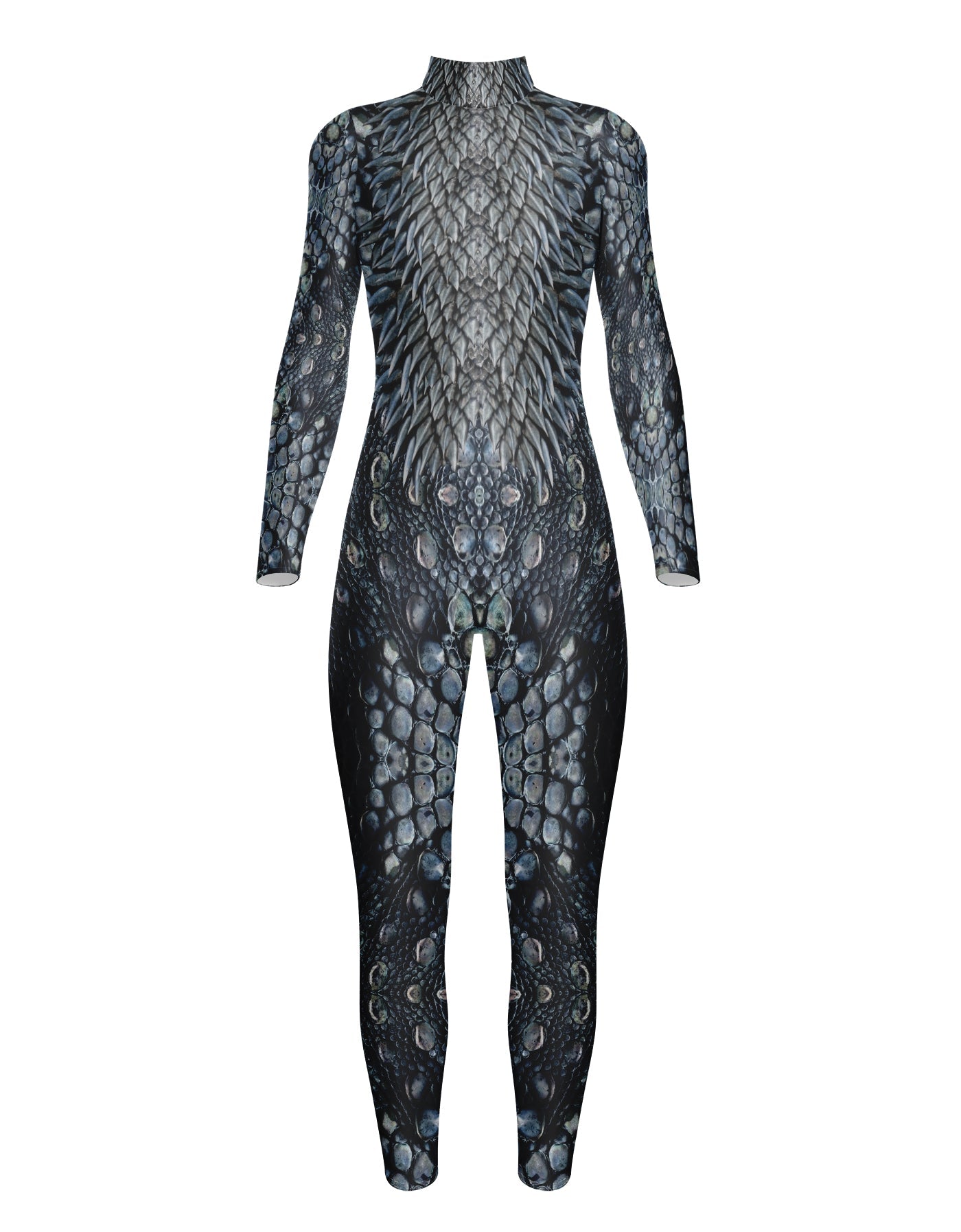 Reptilian LS Tneck Zipper Back Unitard