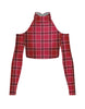 Totally Clueless LS TNeck Keyhole Cold Shoulder Crop Top