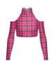 Totally Clueless LS TNeck Keyhole Cold Shoulder Crop Top