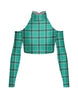 Totally Clueless LS TNeck Keyhole Cold Shoulder Crop Top
