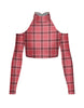 Totally Clueless LS TNeck Keyhole Cold Shoulder Crop Top