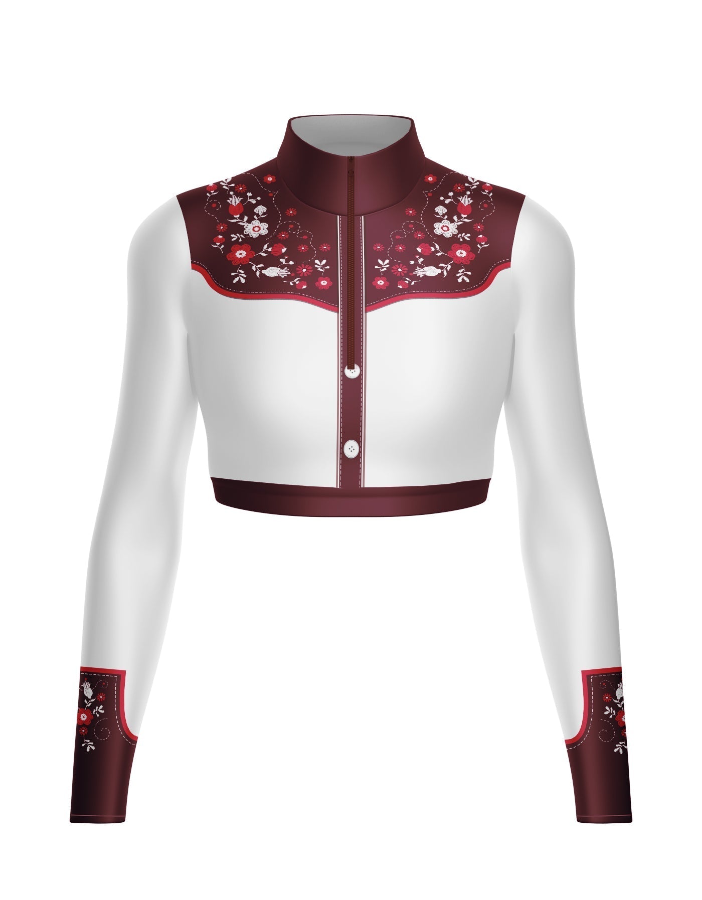 Nashville LS Tneck Zipper Front Crop Top