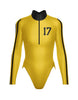 Varsity LS TNeck Zipper Front Leotard High Cut Leg