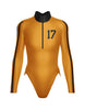 Varsity LS TNeck Zipper Front Leotard High Cut Leg