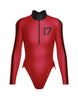 Varsity LS TNeck Zipper Front Leotard High Cut Leg
