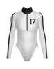 Varsity LS TNeck Zipper Front Leotard High Cut Leg