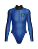 Varsity LS TNeck Zipper Front Leotard High Cut Leg