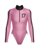 Varsity LS TNeck Zipper Front Leotard High Cut Leg