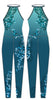 Falling Petals Halter Covered Back Unitard