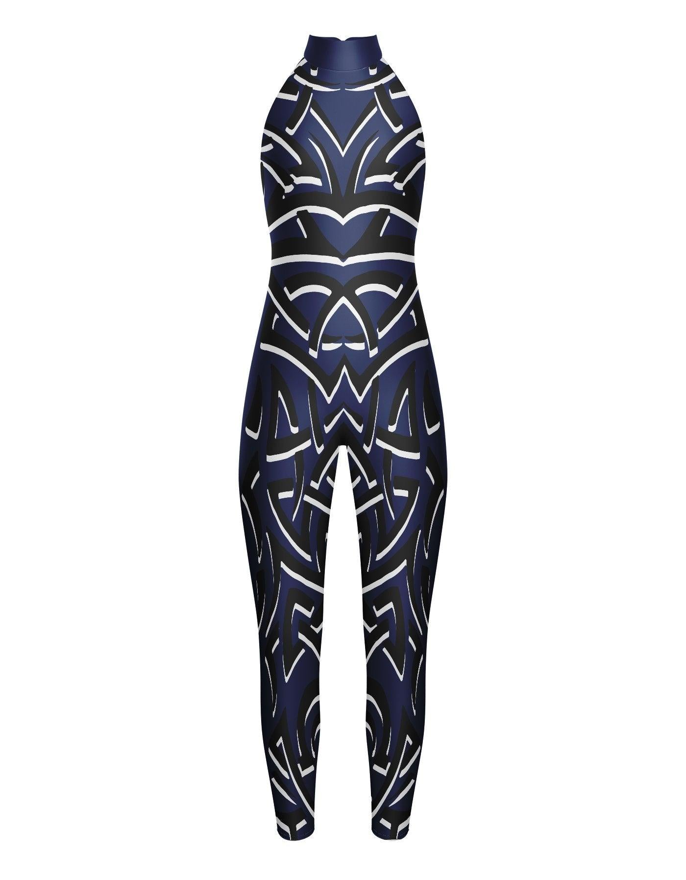 Tribal Coloured Halter Unitard