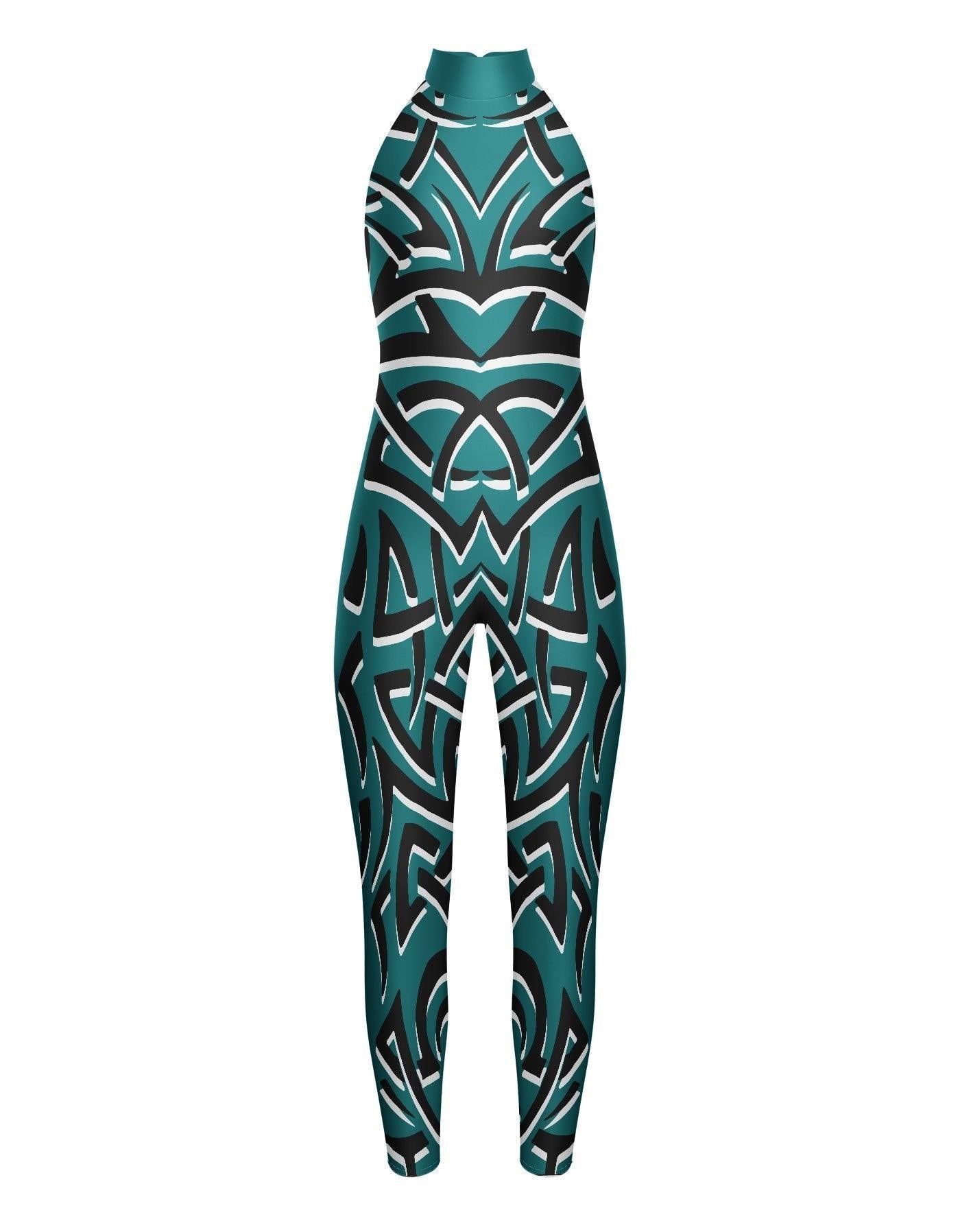 Tribal Coloured Halter Unitard