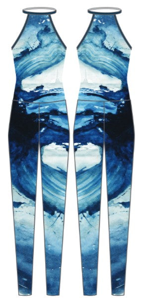 Tidal Wave Halter Covered Back Unitard
