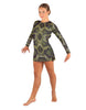Snake LS Round Neck Dress with Open Back and Side Slits
