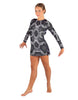 Snake LS Round Neck Dress with Open Back and Side Slits