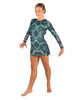 Snake LS Round Neck Dress with Open Back and Side Slits