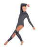 Solid Lycra LS TNeck Open Back Unitard with Cutouts
