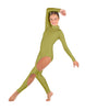 Solid Lycra LS TNeck Open Back Unitard with Cutouts