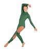Solid Lycra LS TNeck Open Back Unitard with Cutouts