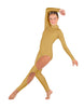 Solid Lycra LS TNeck Open Back Unitard with Cutouts