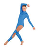 Solid Lycra LS TNeck Open Back Unitard with Cutouts