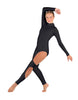 Solid Lycra LS TNeck Open Back Unitard with Cutouts