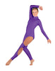 Solid Lycra LS TNeck Open Back Unitard with Cutouts
