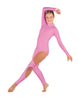 Solid Lycra LS TNeck Open Back Unitard with Cutouts