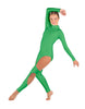 Solid Lycra LS TNeck Open Back Unitard with Cutouts