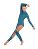 Solid Lycra LS TNeck Open Back Unitard with Cutouts