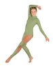 Solid Lycra LS TNeck Open Back Unitard with Cutouts