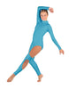 Solid Lycra LS TNeck Open Back Unitard with Cutouts