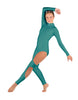 Solid Lycra LS TNeck Open Back Unitard with Cutouts