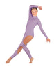 Solid Lycra LS TNeck Open Back Unitard with Cutouts