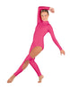 Solid Lycra LS TNeck Open Back Unitard with Cutouts