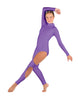 Solid Lycra LS TNeck Open Back Unitard with Cutouts