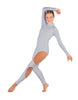 Solid Lycra LS TNeck Open Back Unitard with Cutouts